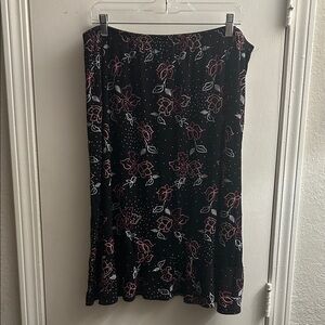 Black Floral Midi Skirt